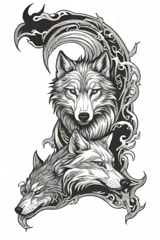 kindred and wolf yin and yan tattoo design idea