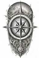 compass, ocean, sun rays tattoo design idea