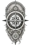 compass, ocean, sun rays tattoo design idea