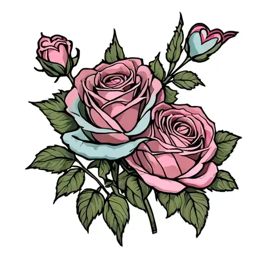 4 roses with a heart and mom tattoo tattoo design idea