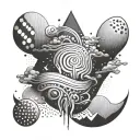 An abstract tattoo design inspired by Max & Moritz's mischievous adventures tattoo design idea