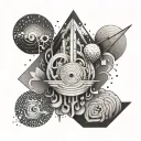 An abstract tattoo design inspired by Max & Moritz's mischievous adventures tattoo design idea