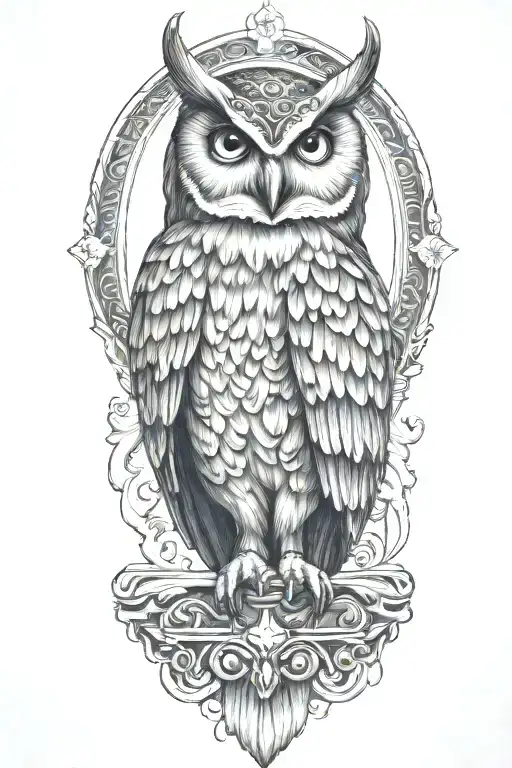 athena greek goddess owl perched tattoo design idea