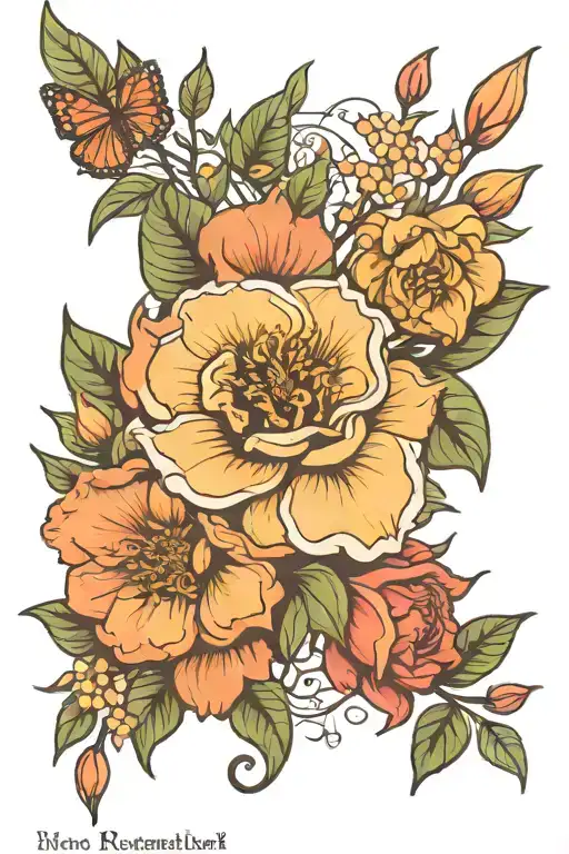 january june october birth flower tattoo design idea