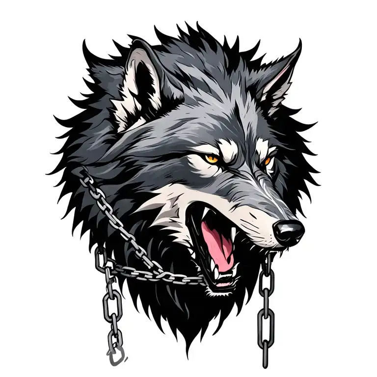 fenrir the wolf in chains tattoo design idea