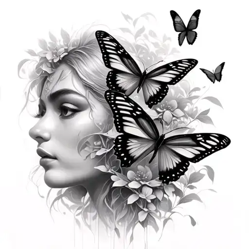 mohan with butterflies flying tattoo design idea