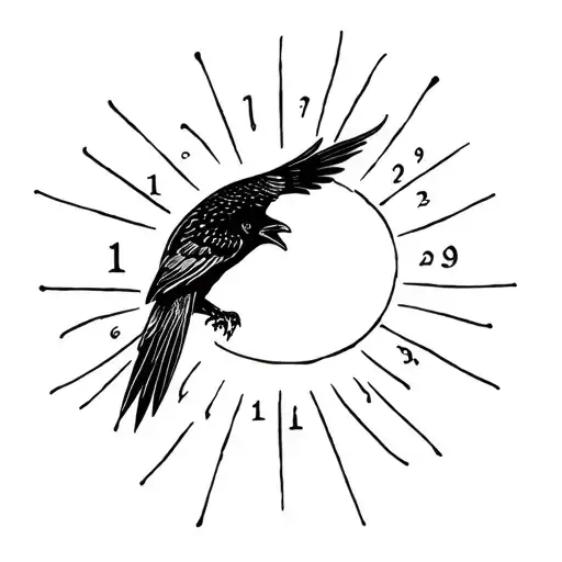 The raven flies to the sun, but is afraid to burn, there are numbers 11 and 29 tattoo design idea