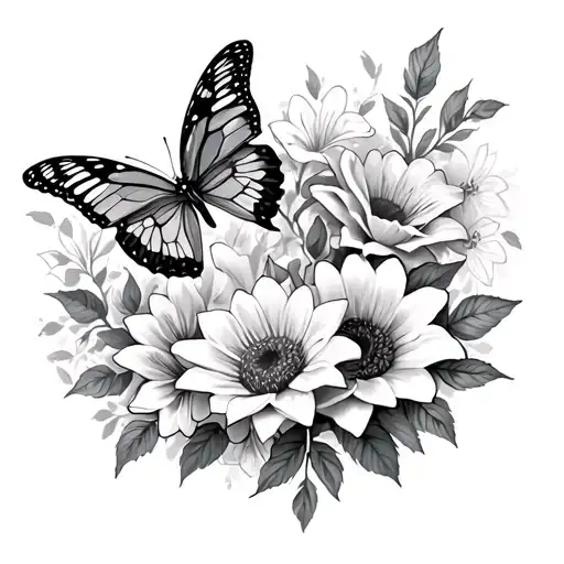butterfly, roses,lily, cherry blossom,sunflower, tattoo design idea