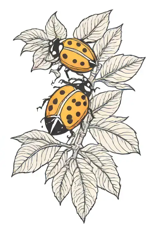 lemon branch, simple, small, ladybug tattoo design idea