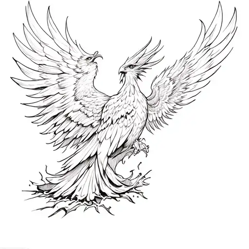 phoenix rising from the ashes tattoo design idea