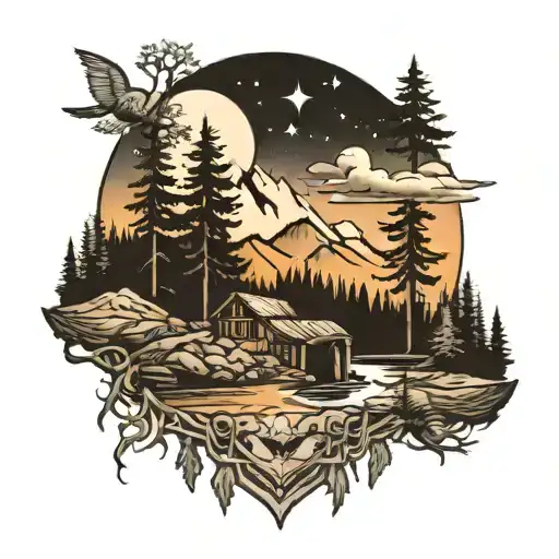 Bon iver and mountains across tattoo design idea