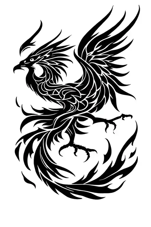 Phoenix rising from flames tattoo design idea