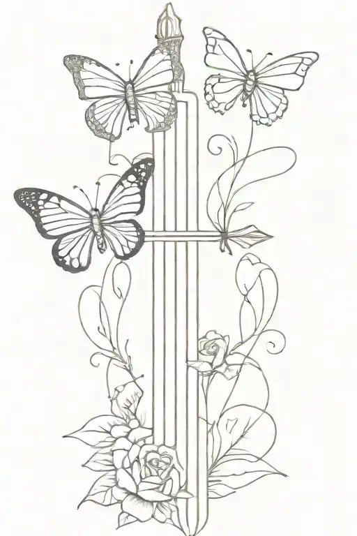 sword and butterfly  tattoo design idea