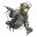 welding at night sky tattoo design idea