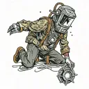 welding at night sky tattoo design idea