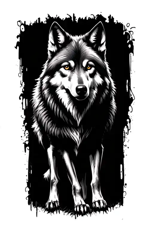 Minimal Wolf tattoo design idea