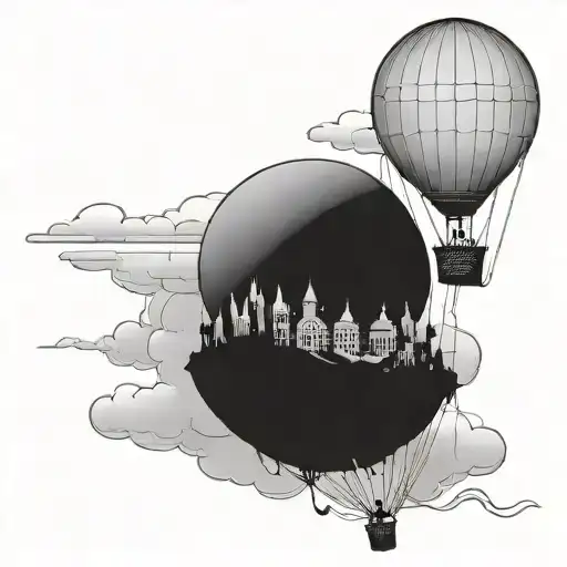 amelia air balloon floating tattoo design idea
