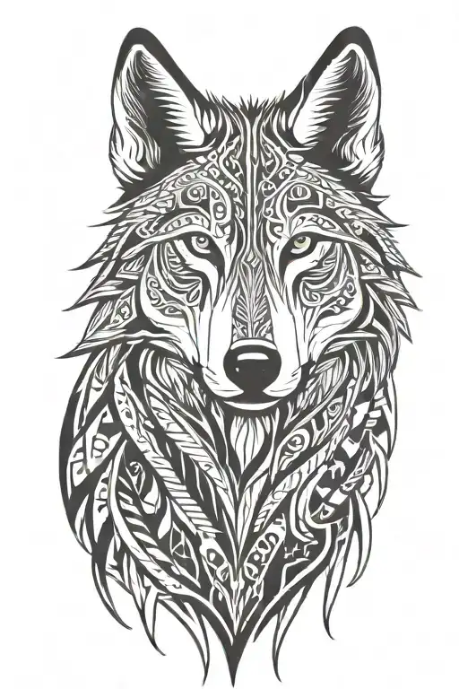 wolf looking straight  tattoo design idea