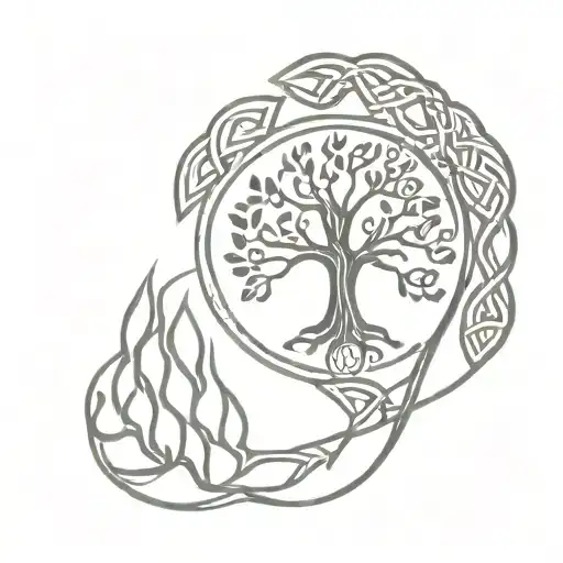 wolf paw with tree of life and Celtic knots  tattoo design idea