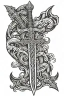 excalibur rock sword tattoo design idea