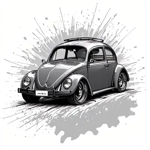 logo Volkswagen beetle whit 53 tattoo design idea