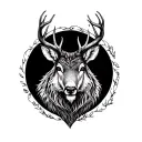 Hirsch and forest hunter tattoo design idea