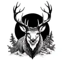 Hirsch and forest hunter tattoo design idea