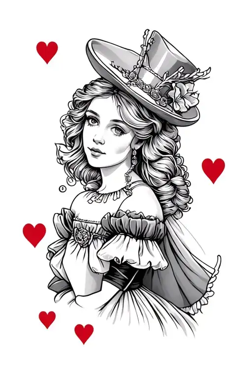 Dark Queen of Hearts Alice in Wonderland inspired tattoo tattoo design idea