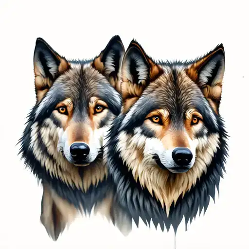wolf mirror reflection tattoo design idea