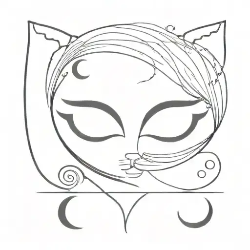 pair of cat eyes with crescent moon in the middle tattoo design idea