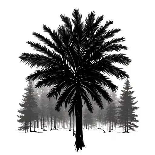 combine the palmetto tree and PNW Forest band tattoo design idea