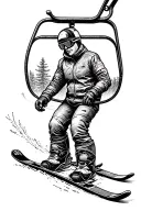 Ski theme thigh tattoo featuring elements and a chair lift tattoo design idea