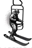 Ski theme thigh tattoo featuring elements and a chair lift tattoo design idea