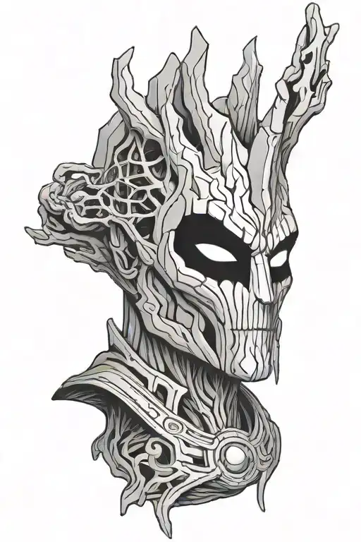 Helm of domination groot mimir god tattoo design idea