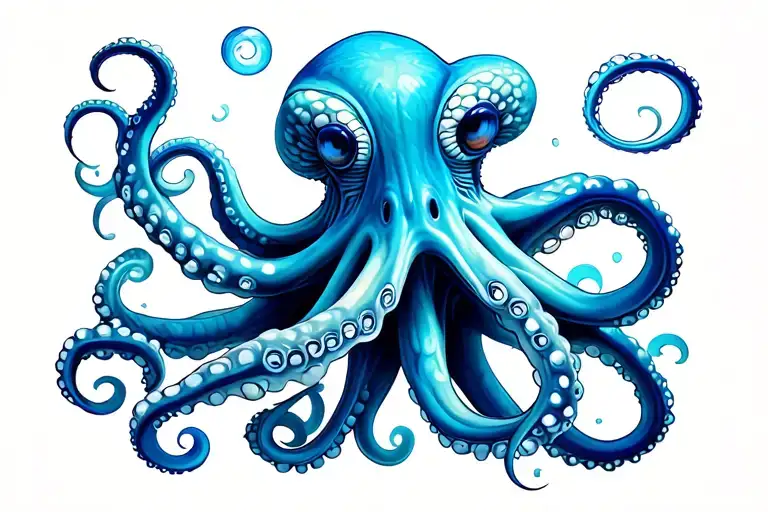 turquoise white blue octopus wrapped tattoo design idea