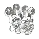 mickey abd minnie mouse at stock market tattoo design idea