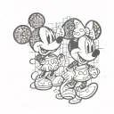 mickey abd minnie mouse at stock market tattoo design idea