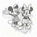 mickey abd minnie mouse at stock market tattoo design idea