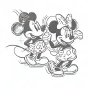 mickey abd minnie mouse at stock market tattoo design idea