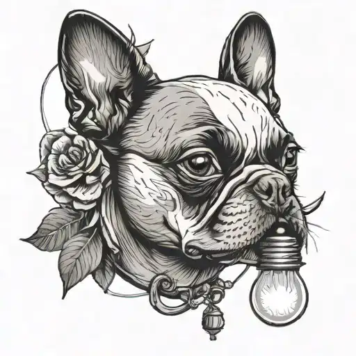 boston terrier lightbulb containing tattoo design idea