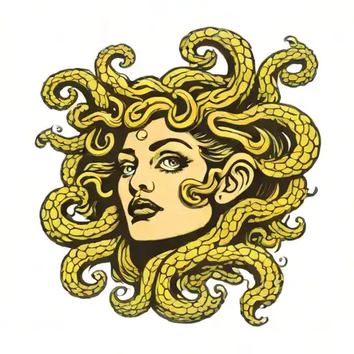 Medusa face tattoo design idea