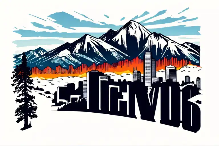 Colorado mountain Denver skyline tattoo design idea
