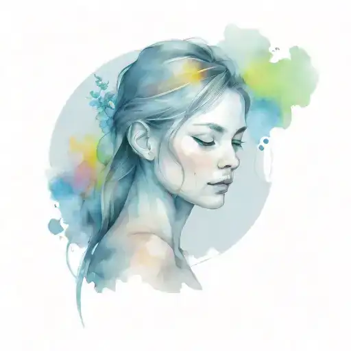 girl and around four elements tattoo design idea