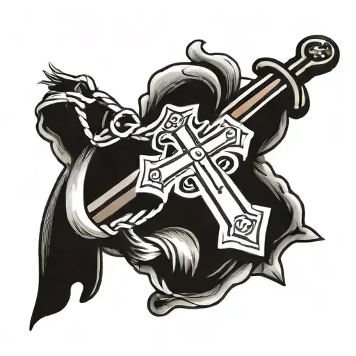 A thong and a cross tattoo design idea