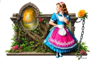 Alice in wonderland chained to a wall tattoo design idea