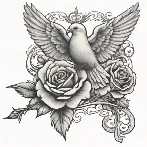 dove , rose , cross tattoo tattoo design idea