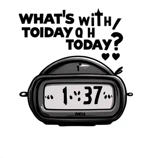 90s digital clock showing time 1:37 and quote on clock whats with today, today?  tattoo design idea