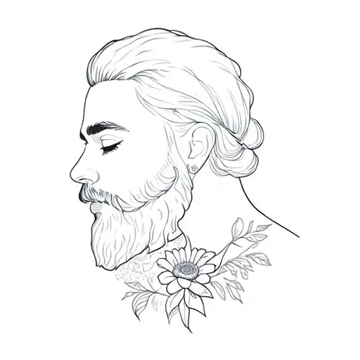 a man with a beard and a woman with a flower tattoo design idea