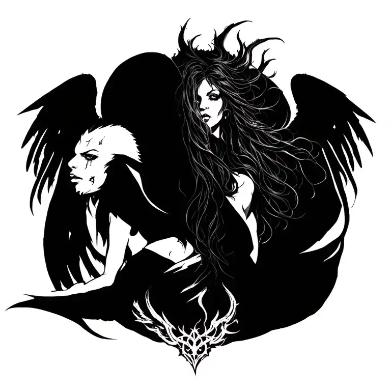 evil witchblade angel tattoo design idea