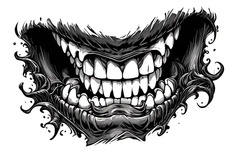 Biting Teeth with Saliva and Jaws tattoo design idea